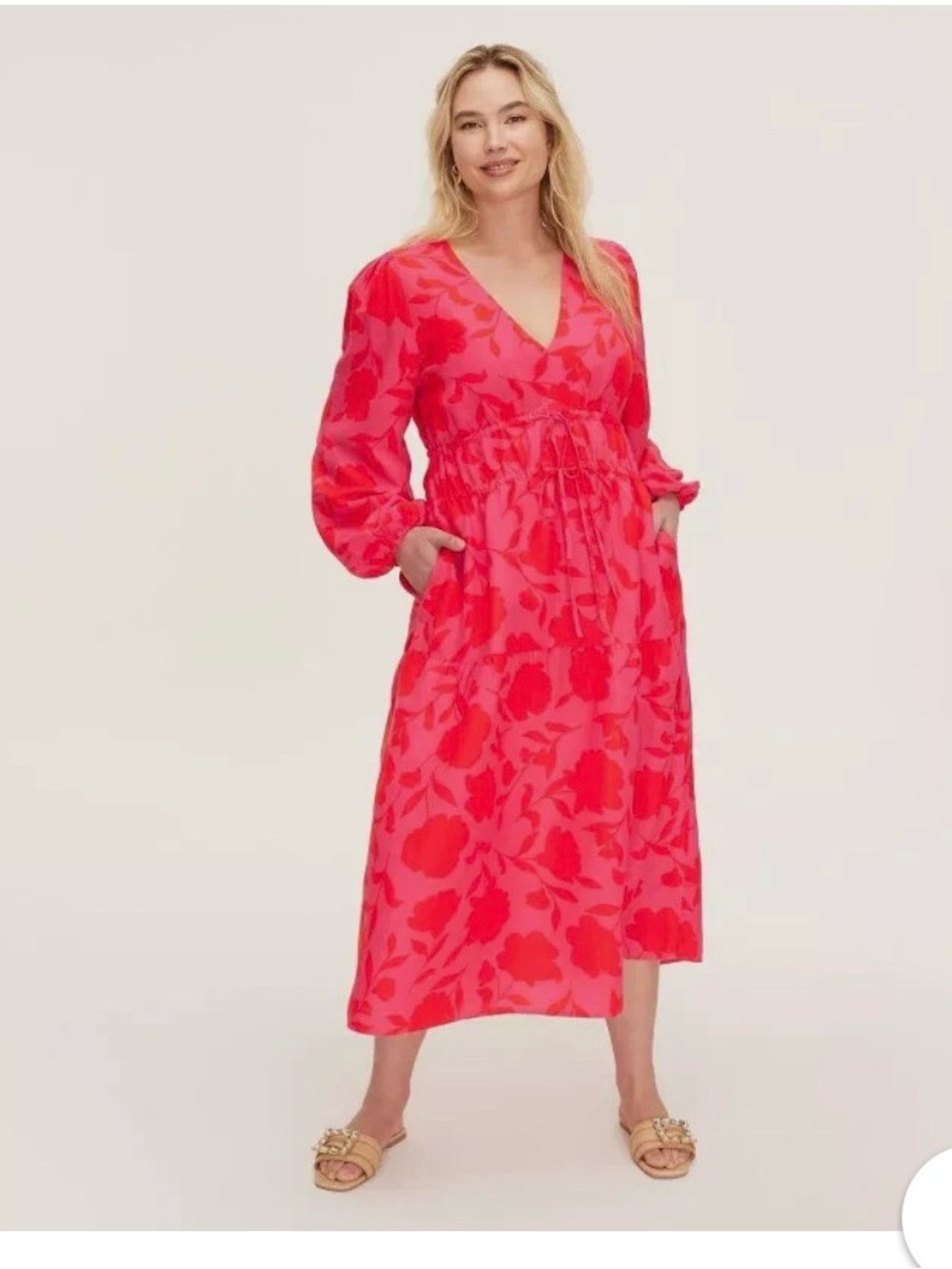 New With Tags Target x Kate Spade Pink Red Floral Midi Dress